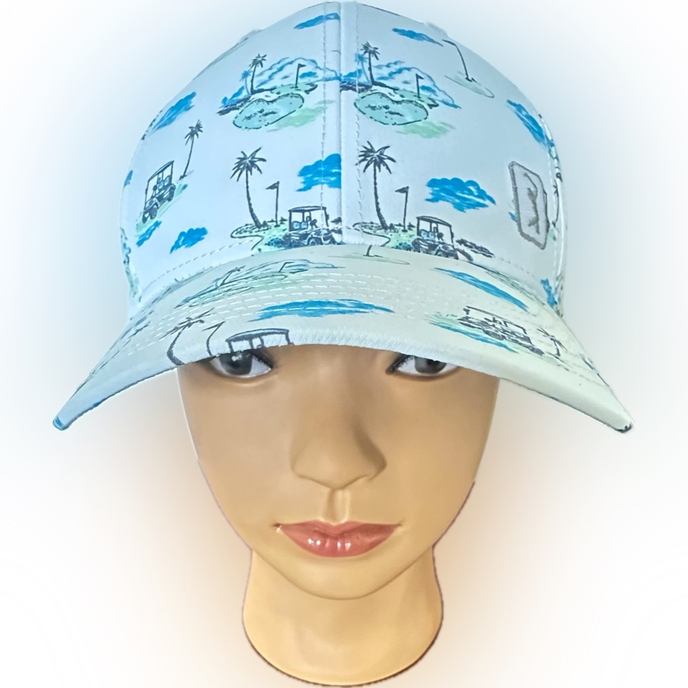 PGA TOUR Men's Conversational Adjustable Printed Cap Palm Trees Golf Cart NWT